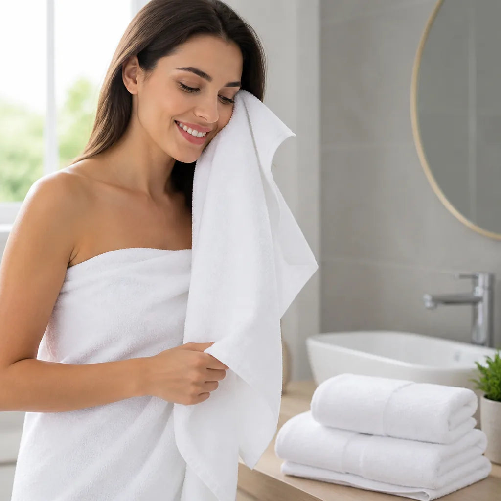 Bath Towel Set 100% Cotton Plush Absorbent
