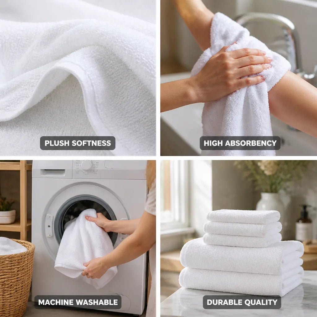Bath Towel Set 100% Cotton Plush Absorbent