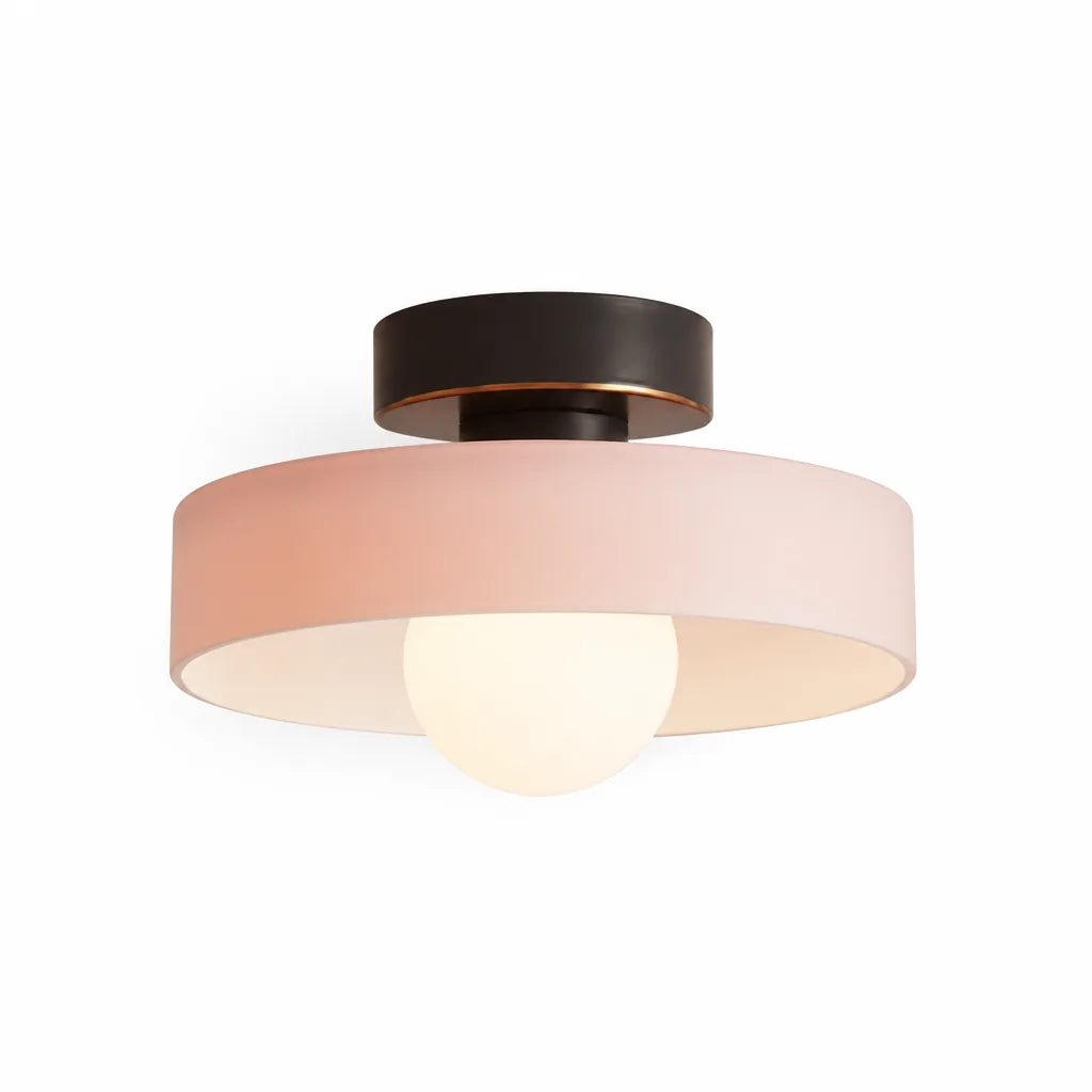 Bauhaus-Inspired Round Shade Copper Base LED Ceiling Light Fixture