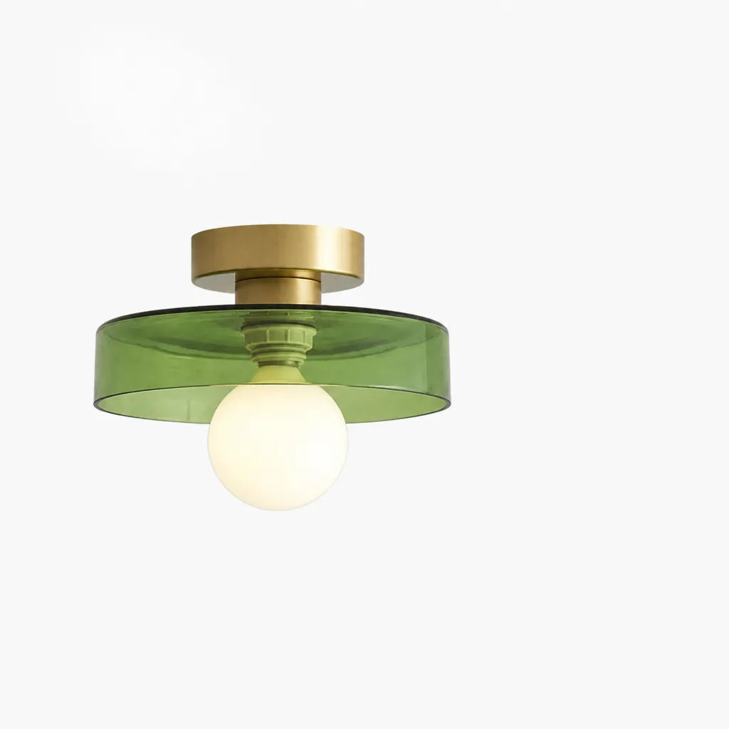 Bauhaus-Inspired Round Shade Copper Base LED Ceiling Light Fixture
