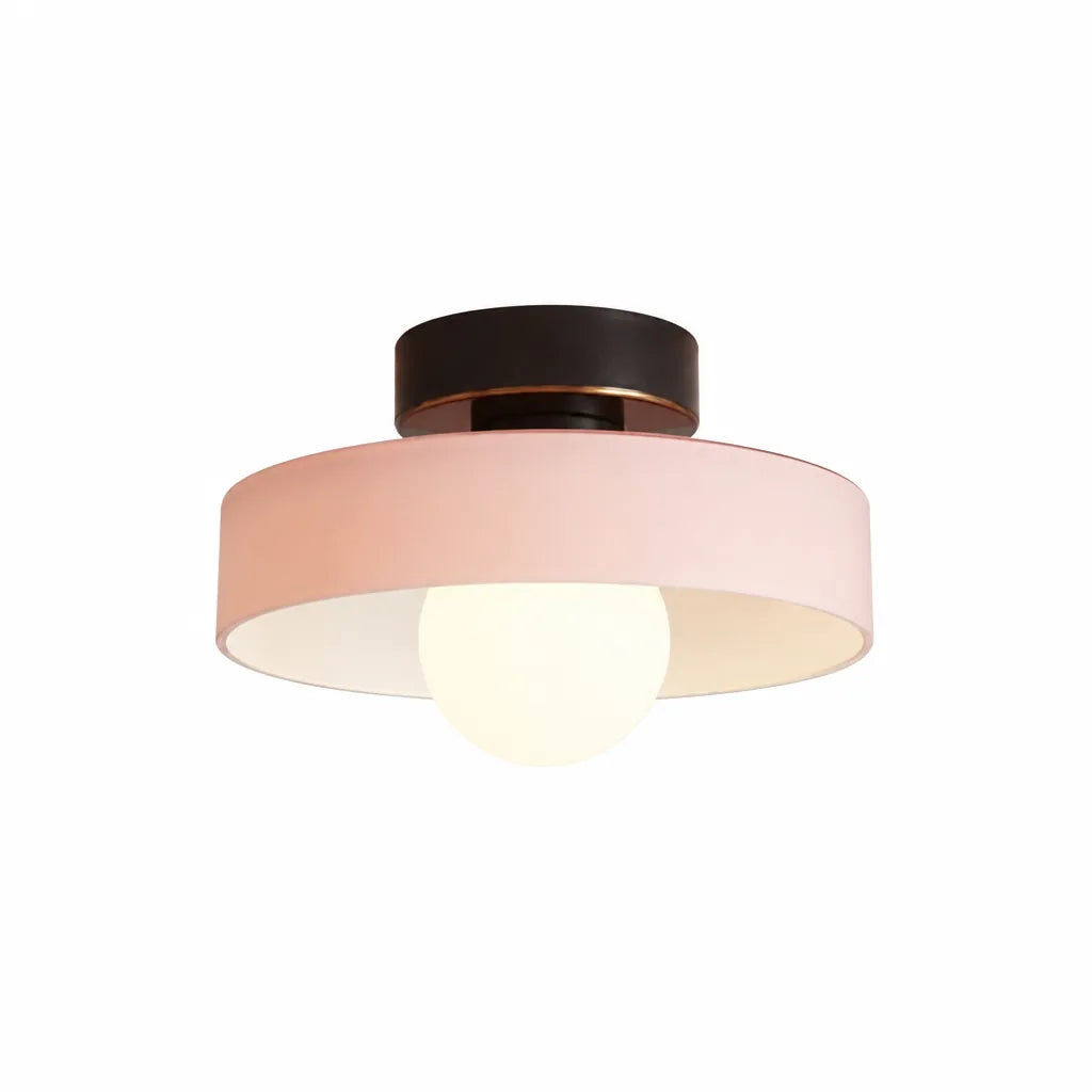 Bauhaus-Inspired Round Shade Copper Base LED Ceiling Light Fixture