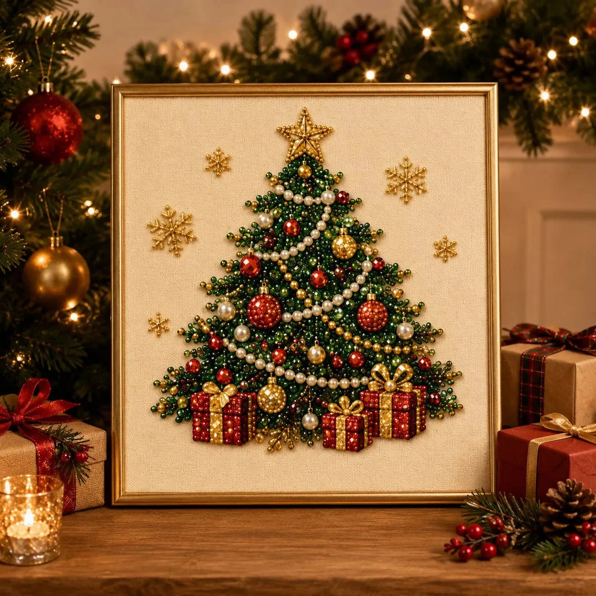 Bead Art Kit Christmas Pearl Beads With Display Frame