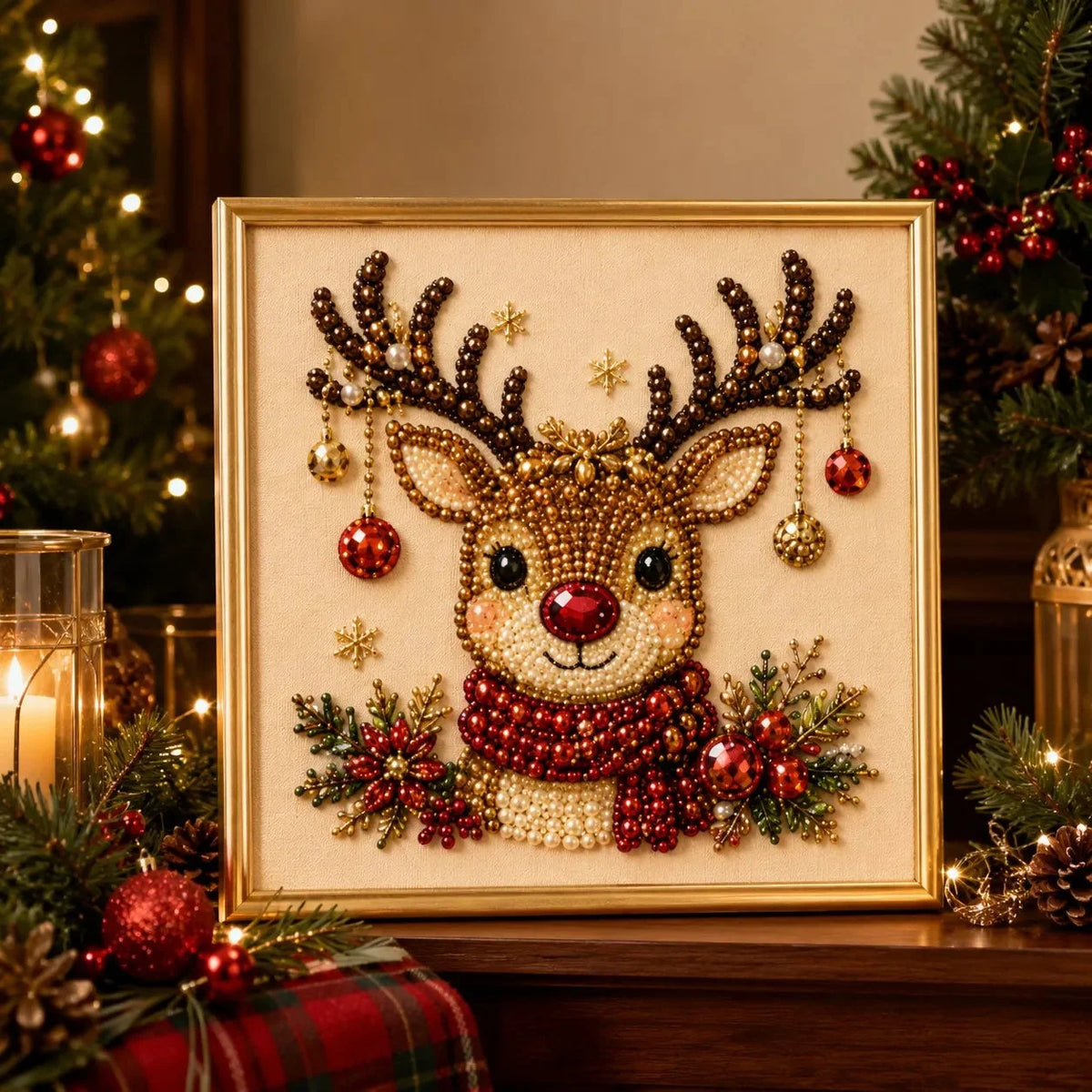 Bead Art Kit Christmas Pearl Beads With Display Frame