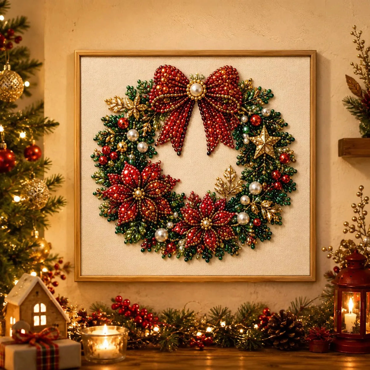 Bead Art Kit Christmas Pearl Beads With Display Frame