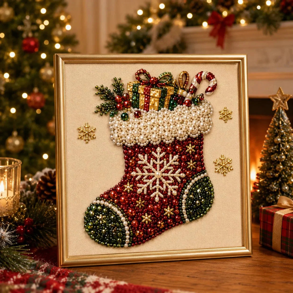 Bead Art Kit Christmas Pearl Beads With Display Frame
