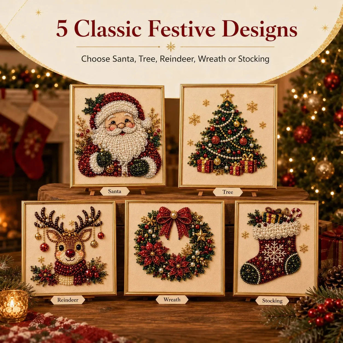 Bead Art Kit Christmas Pearl Beads With Display Frame