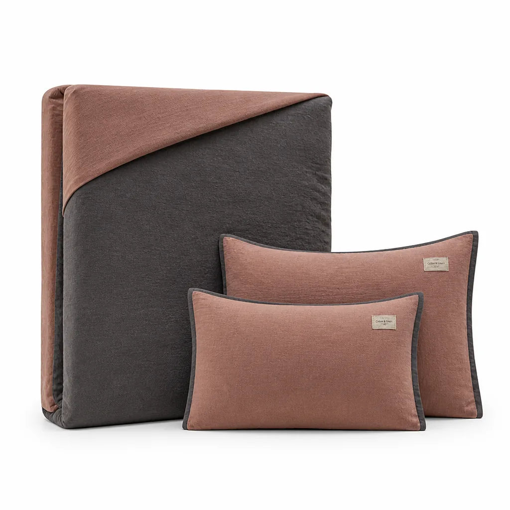 Bedding Set Breathable Cotton-Linen Duvet Cover & Pillowcases