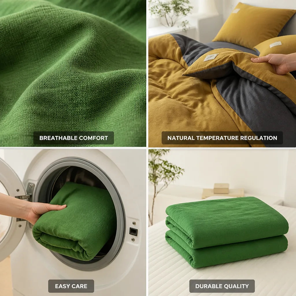 Bedding Set Breathable Cotton-Linen Duvet Cover & Pillowcases