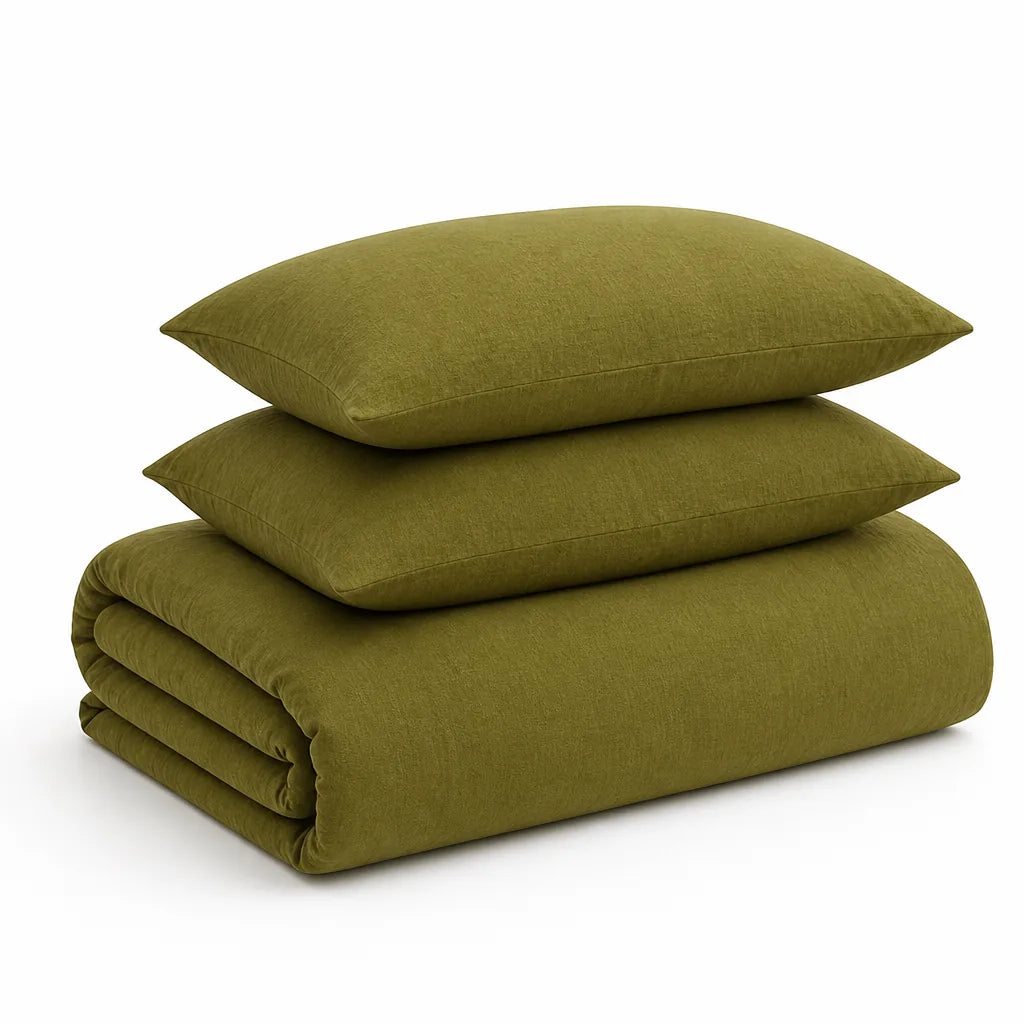 Bedding Set Breathable Cotton-Linen Duvet Cover & Pillowcases