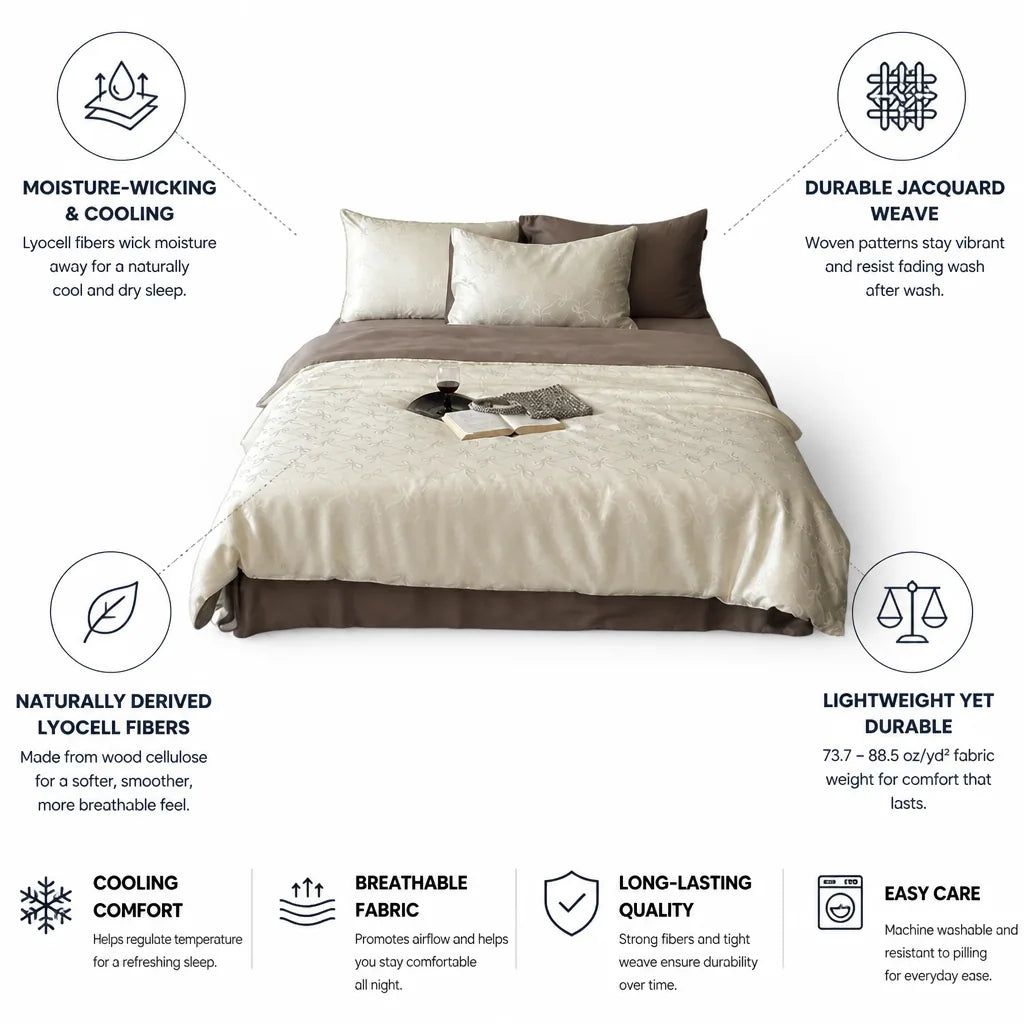 Bedding Set Lyocell Cooling Jacquard 4 Piece