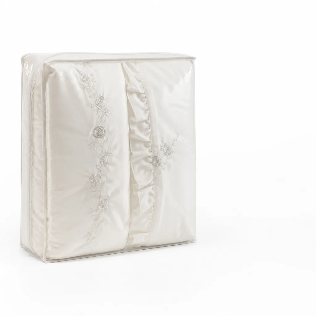 Bedding Set Satin-Like Microfiber Rose Embroidery