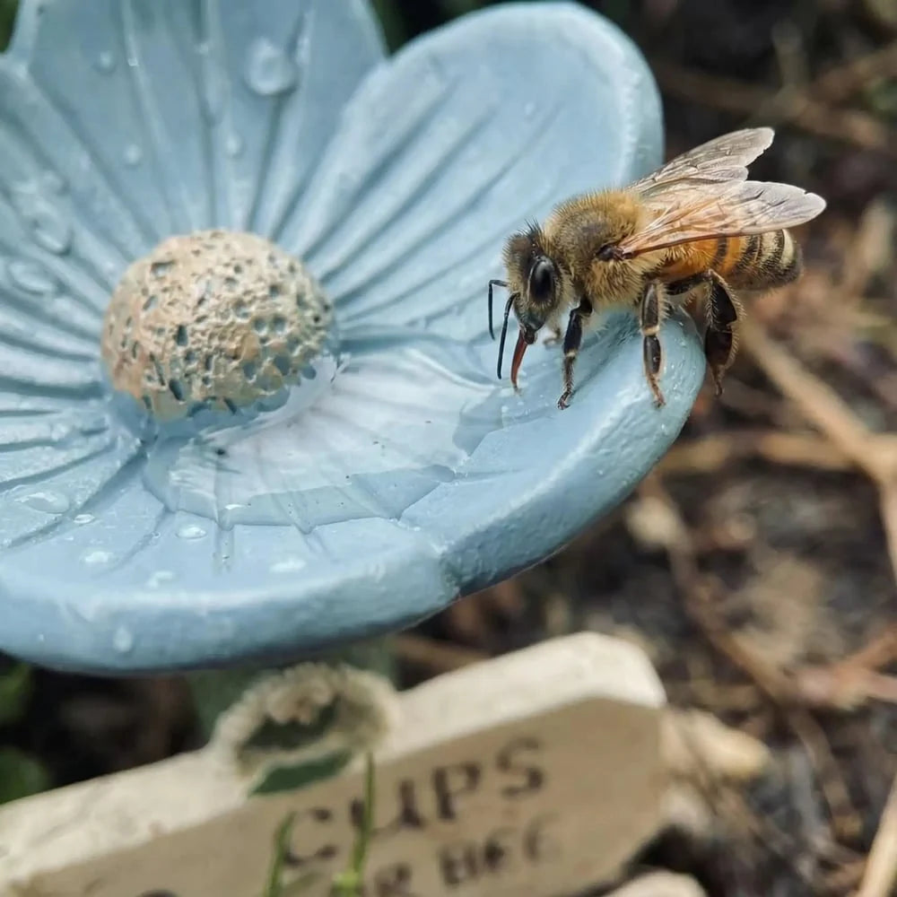Bee Watering Station Flower-Shaped Resin Garden Stake