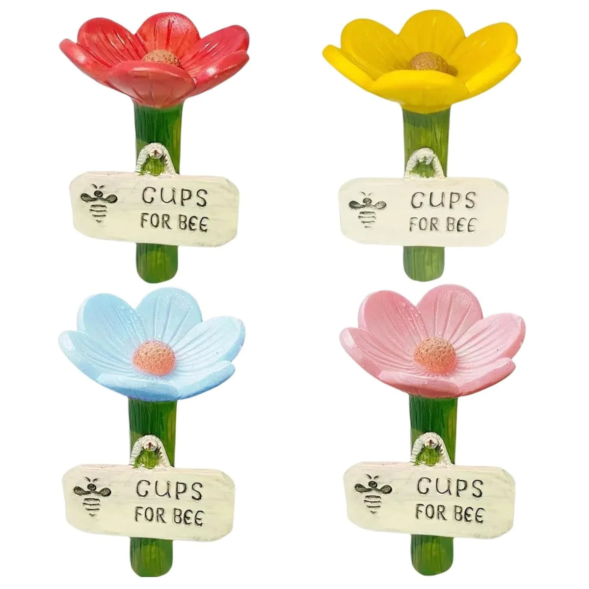 Bee Watering Station Flower-Shaped Resin Garden Stake