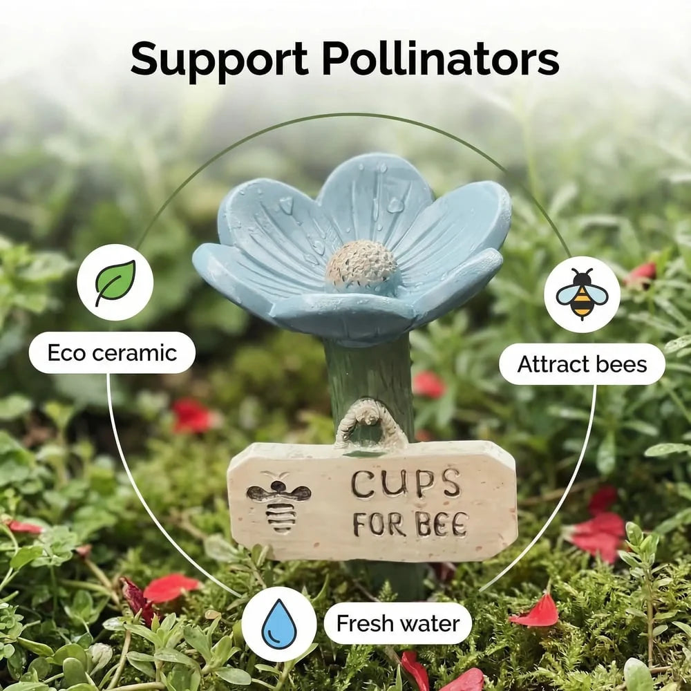 Bee Watering Station Flower-Shaped Resin Garden Stake