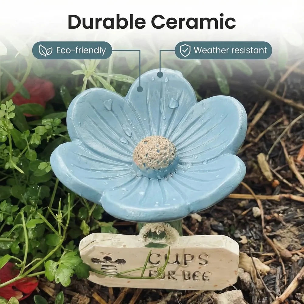 Bee Watering Station Flower-Shaped Resin Garden Stake