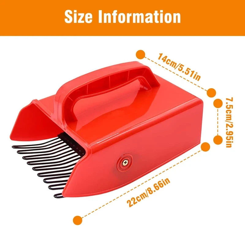 Berry Picker Comb Metal Tines Built-In Basket Ergonomic Handle