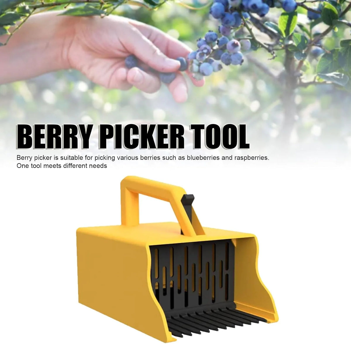 Berry Picker Comb-Style Rake with Collection Box Lightweight PLA