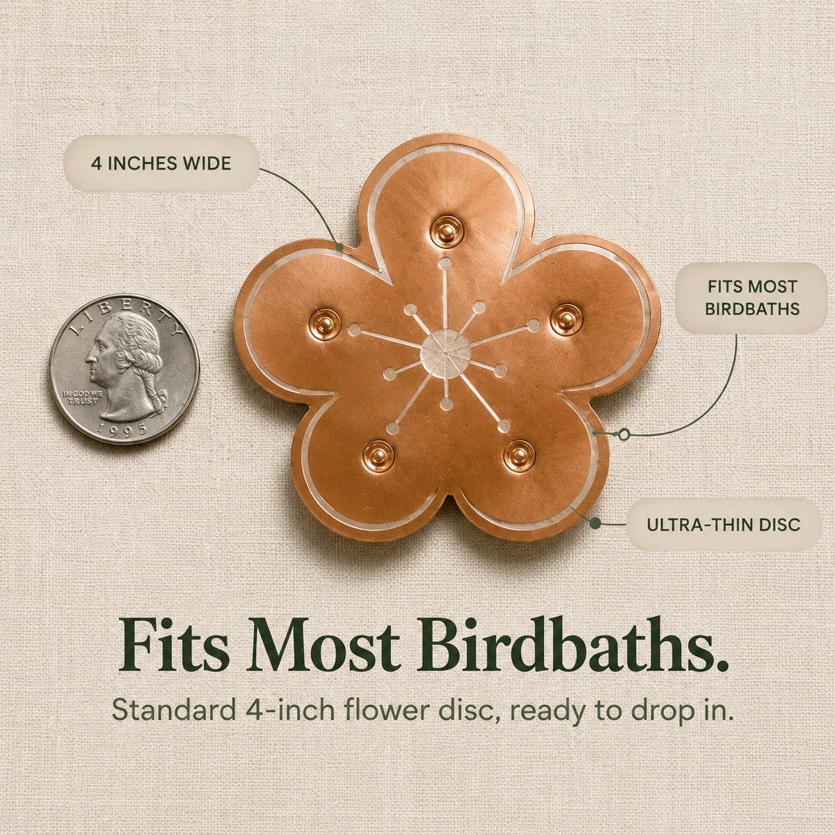 Bird Bath Algae Control Disc Copper Alloy Floating
