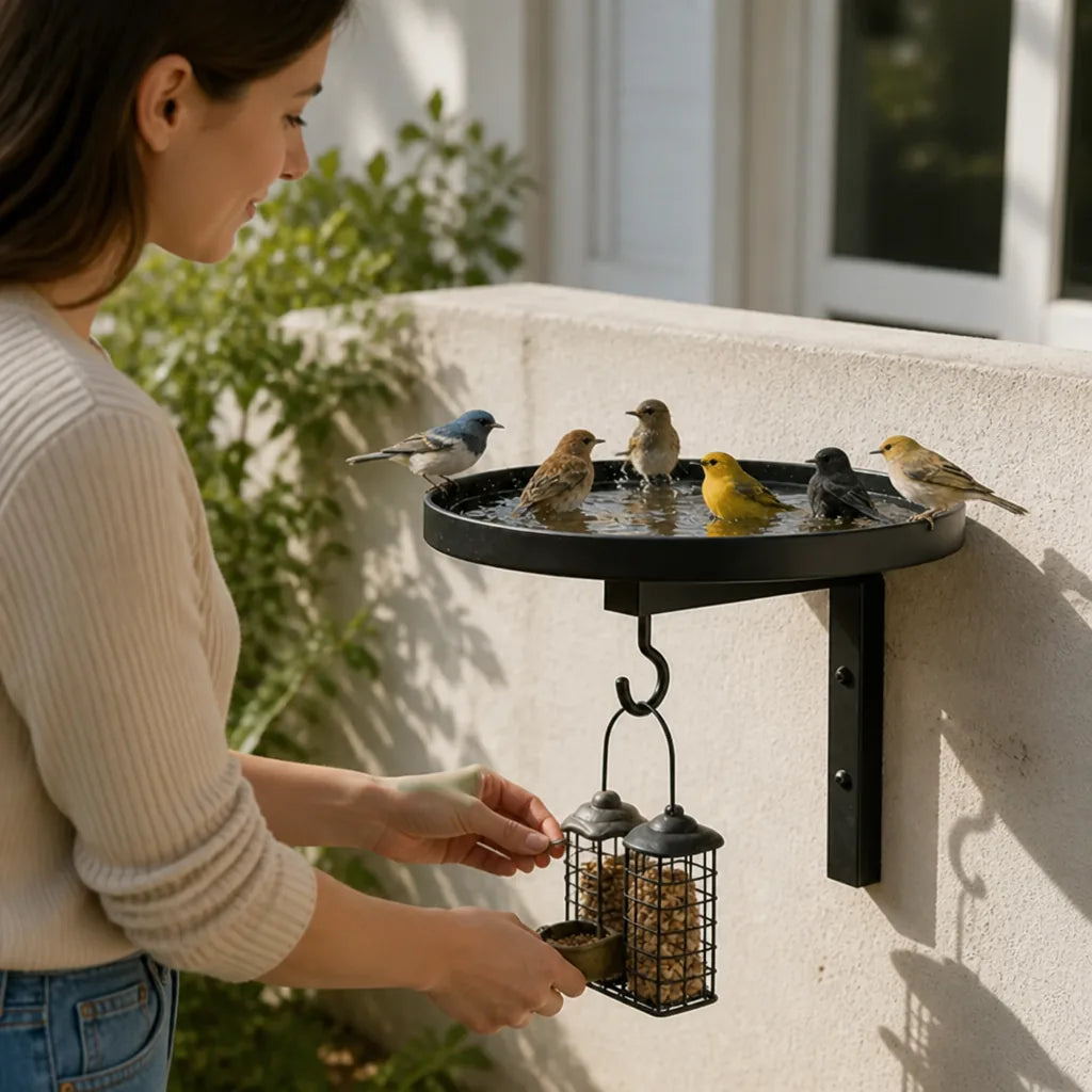 Bird Bath Wall-Mounted Space-Saving Design