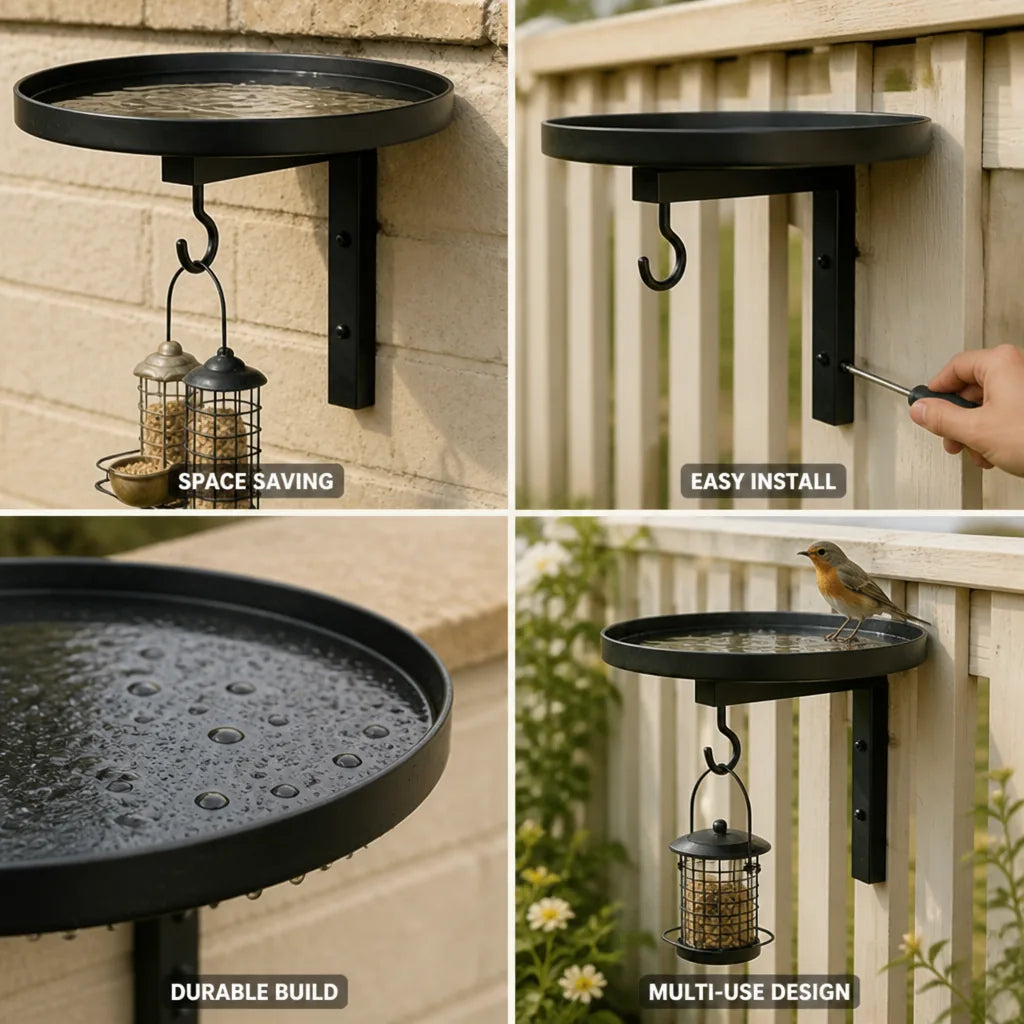 Bird Bath Wall-Mounted Space-Saving Design