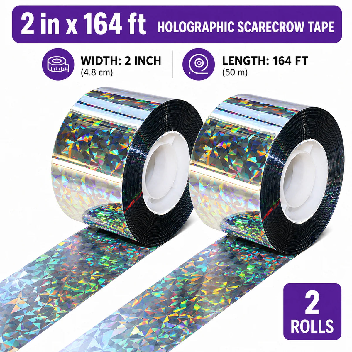 Bird Deterrent Tape Holographic Weather-Resistant 2-Roll Set