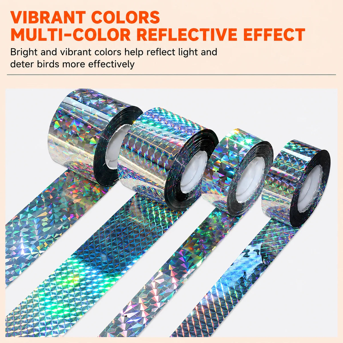 Bird Deterrent Tape Holographic Weather-Resistant 2-Roll Set