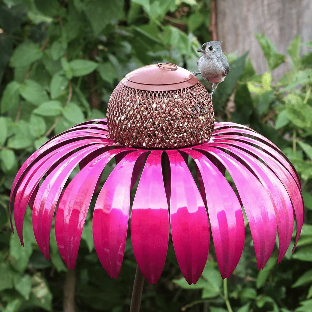 Bird Feeder Metal Sunflower Design Ground Stake Mounting