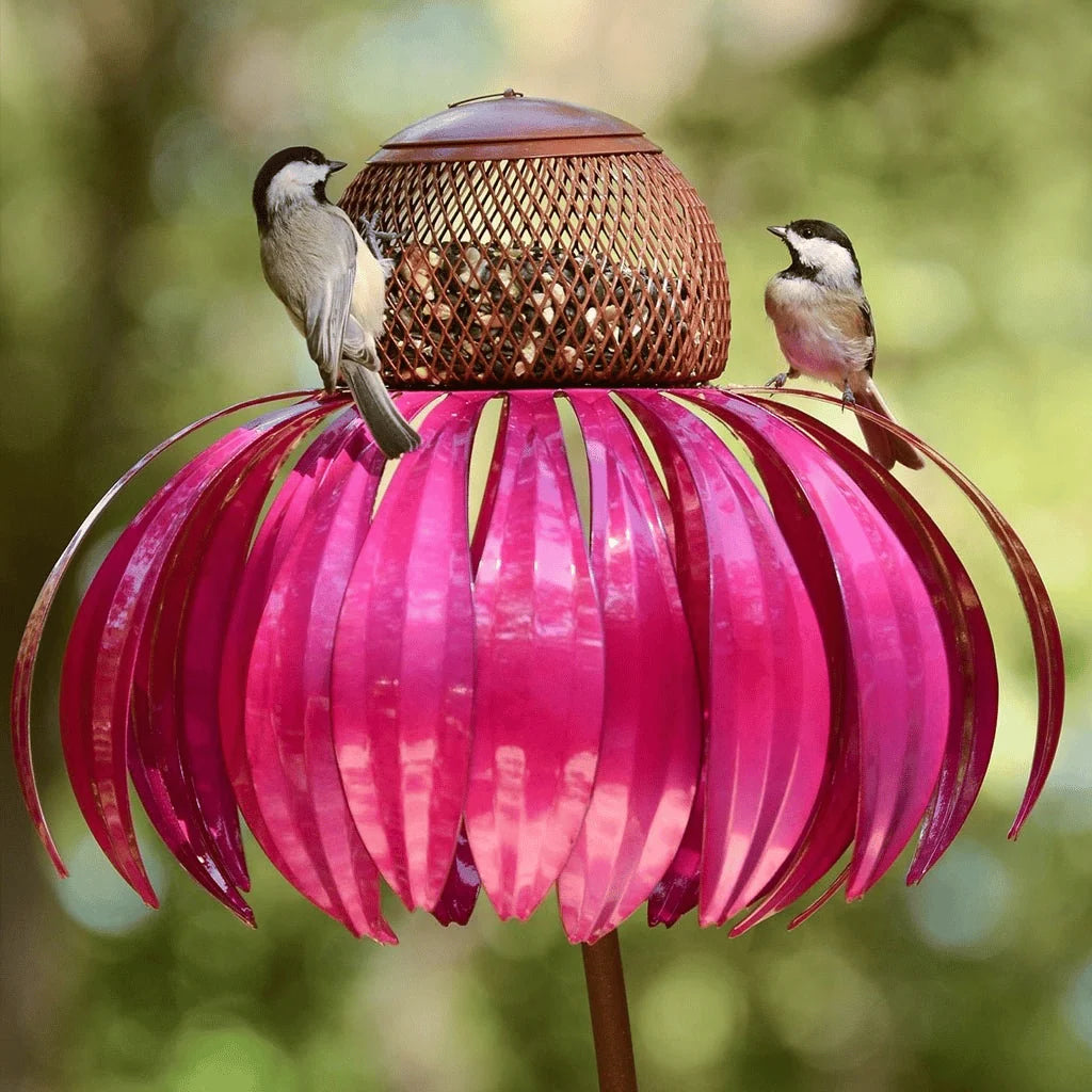Bird Feeder Metal Sunflower Design Ground Stake Mounting