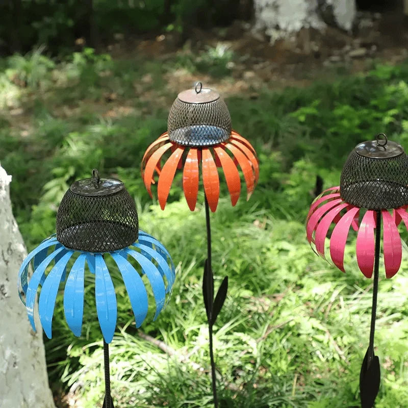 Bird Feeder Metal Sunflower Design Ground Stake Mounting