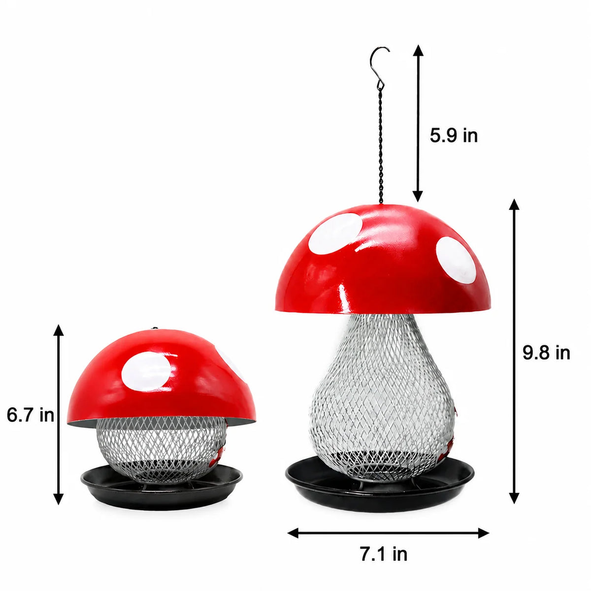 Bird Feeder Mushroom-Shaped Mesh Silo With Feeding Tray