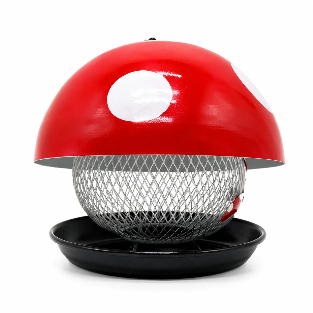 Bird Feeder Mushroom-Shaped Mesh Silo With Feeding Tray
