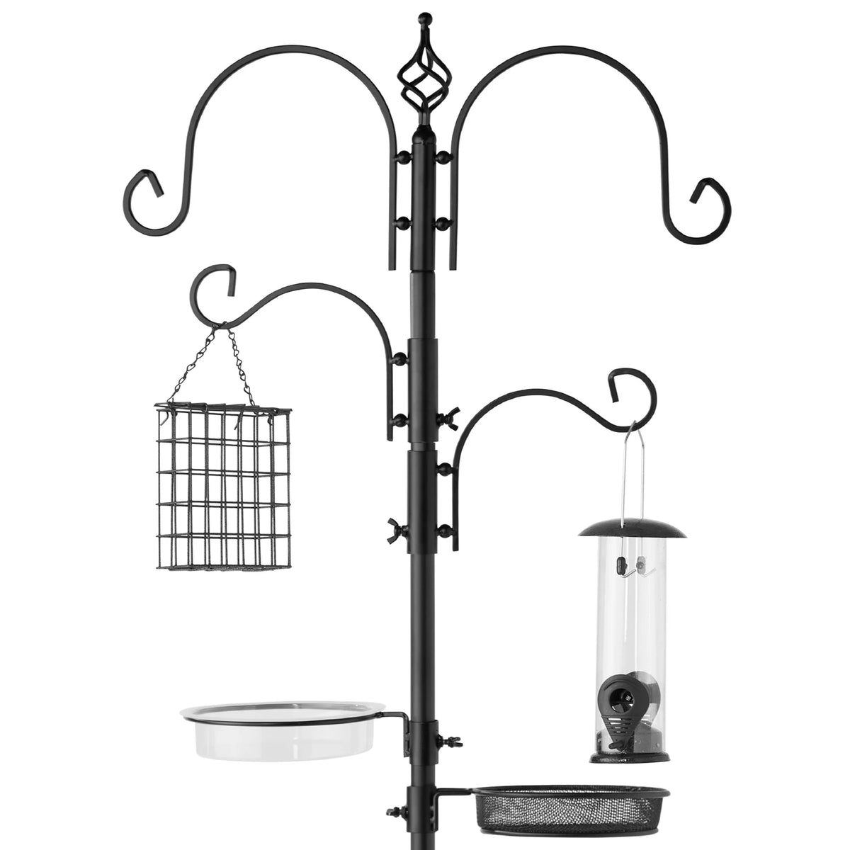 Bird Feeding Station Steel 4-Hook Feeder Set