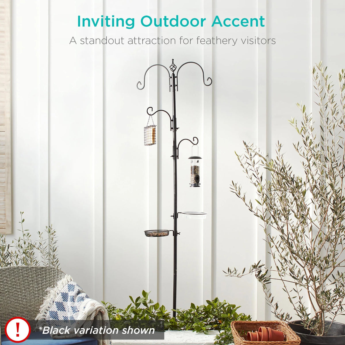 Bird Feeding Station Steel 4-Hook Feeder Set