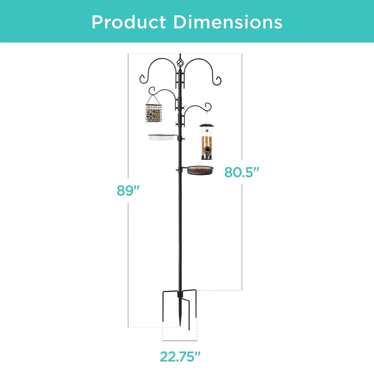 Bird Feeding Station Steel 4-Hook Feeder Set