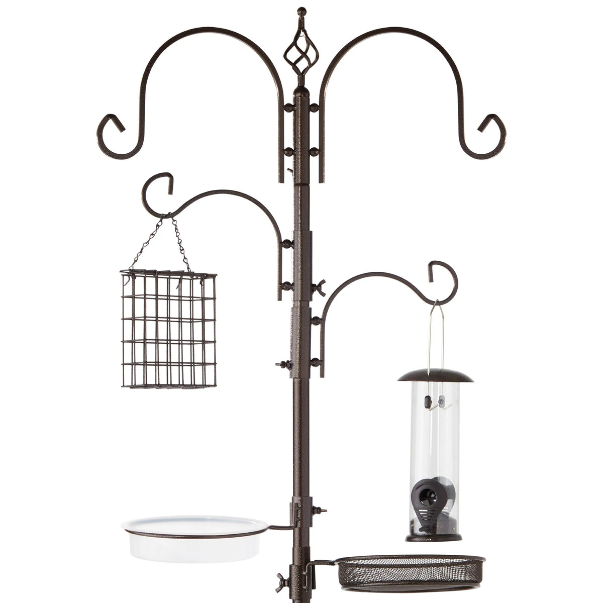 Bird Feeding Station Steel 4-Hook Feeder Set