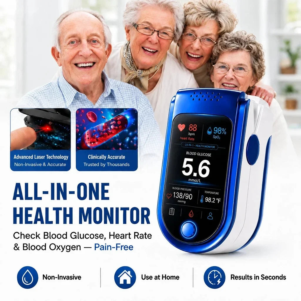 Blood Glucose Monitor Needle-Free Non-Invasive Daily Tracking