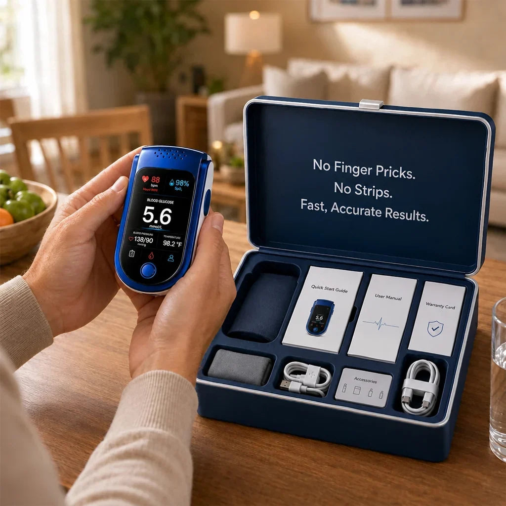 Blood Glucose Monitor Needle-Free Non-Invasive Daily Tracking