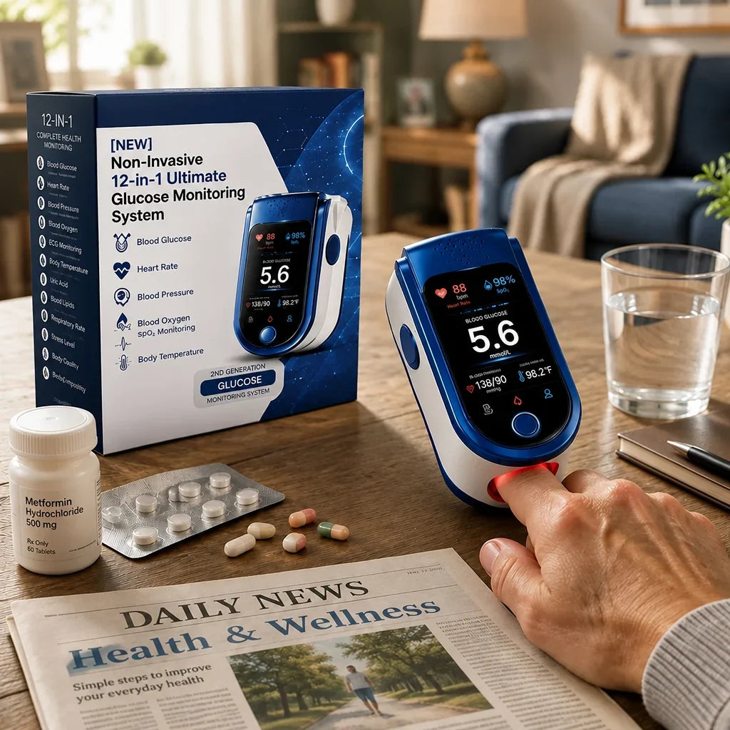 Blood Glucose Monitor Needle-Free Non-Invasive Daily Tracking