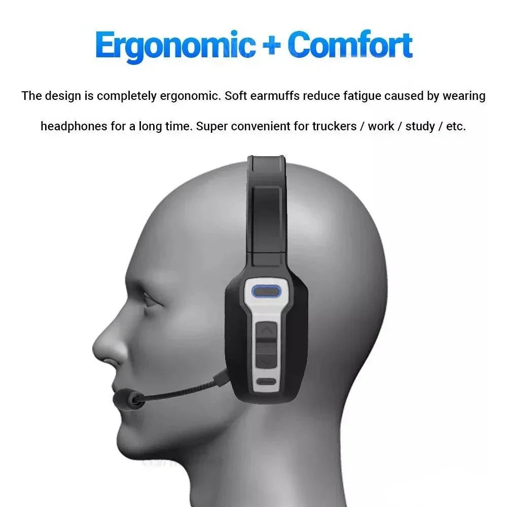 Bluetooth Headset Noise-Cancelling Microphone 35-Hour Talk Time