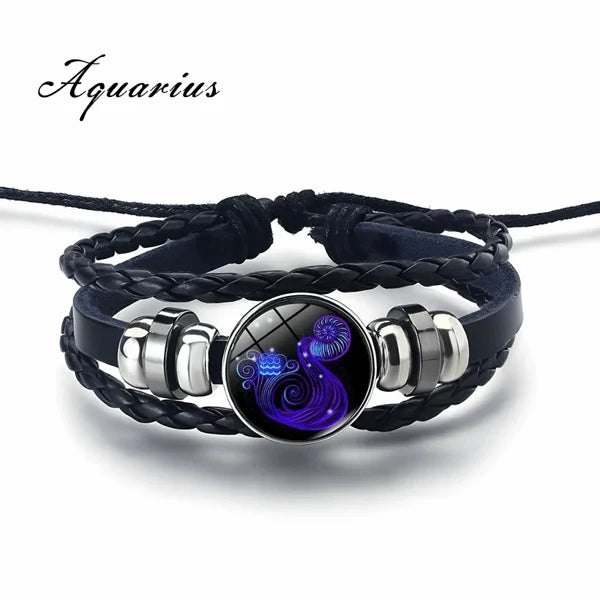 Bracelet Set Zodiac Design Adjustable Stretch Fit 2-Pack