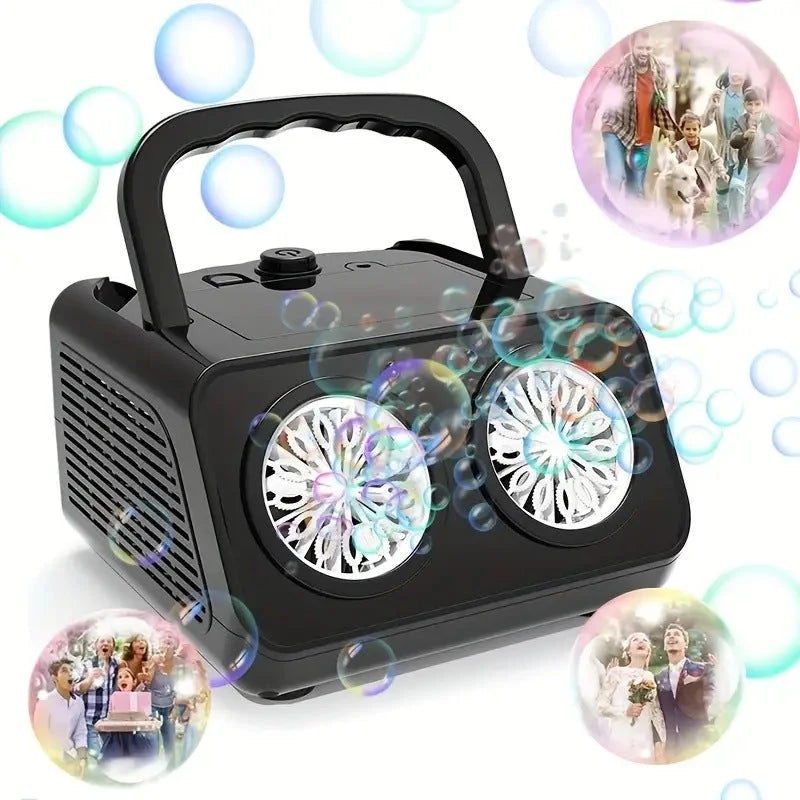 Bubble Machine Multi-Outlet LED Rechargeable Cordless