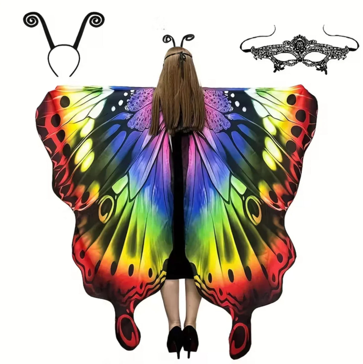 Butterfly Wing Shawl Double-Sided Print With Matching Headband