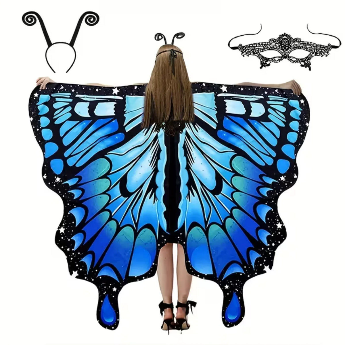 Butterfly Wing Shawl Double-Sided Print With Matching Headband