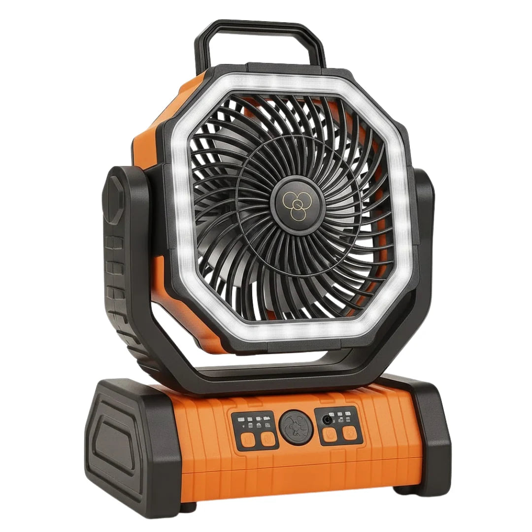 Camping Fan LED Light & USB Power Bank 20,000mAh Battery