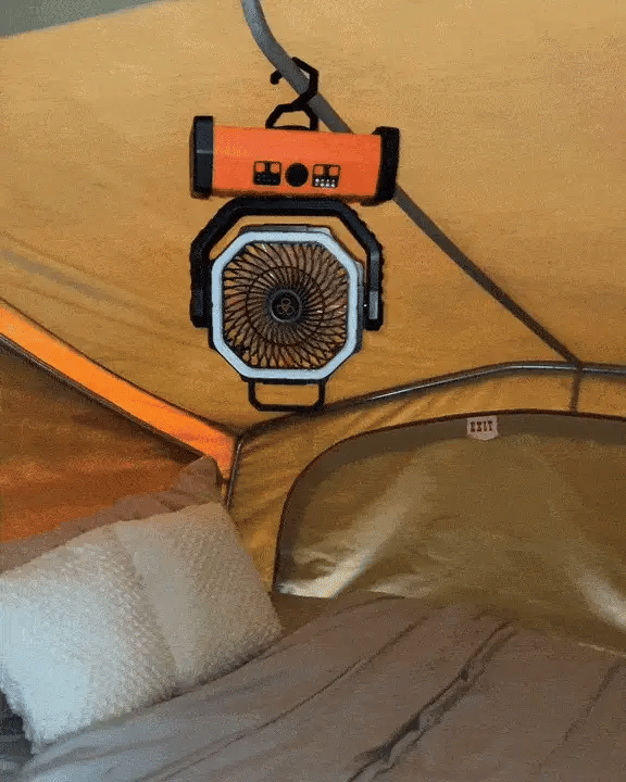 Camping Fan LED Light & USB Power Bank 20,000mAh Battery