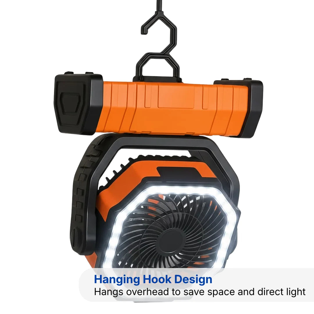 Camping Fan LED Light & USB Power Bank 20,000mAh Battery