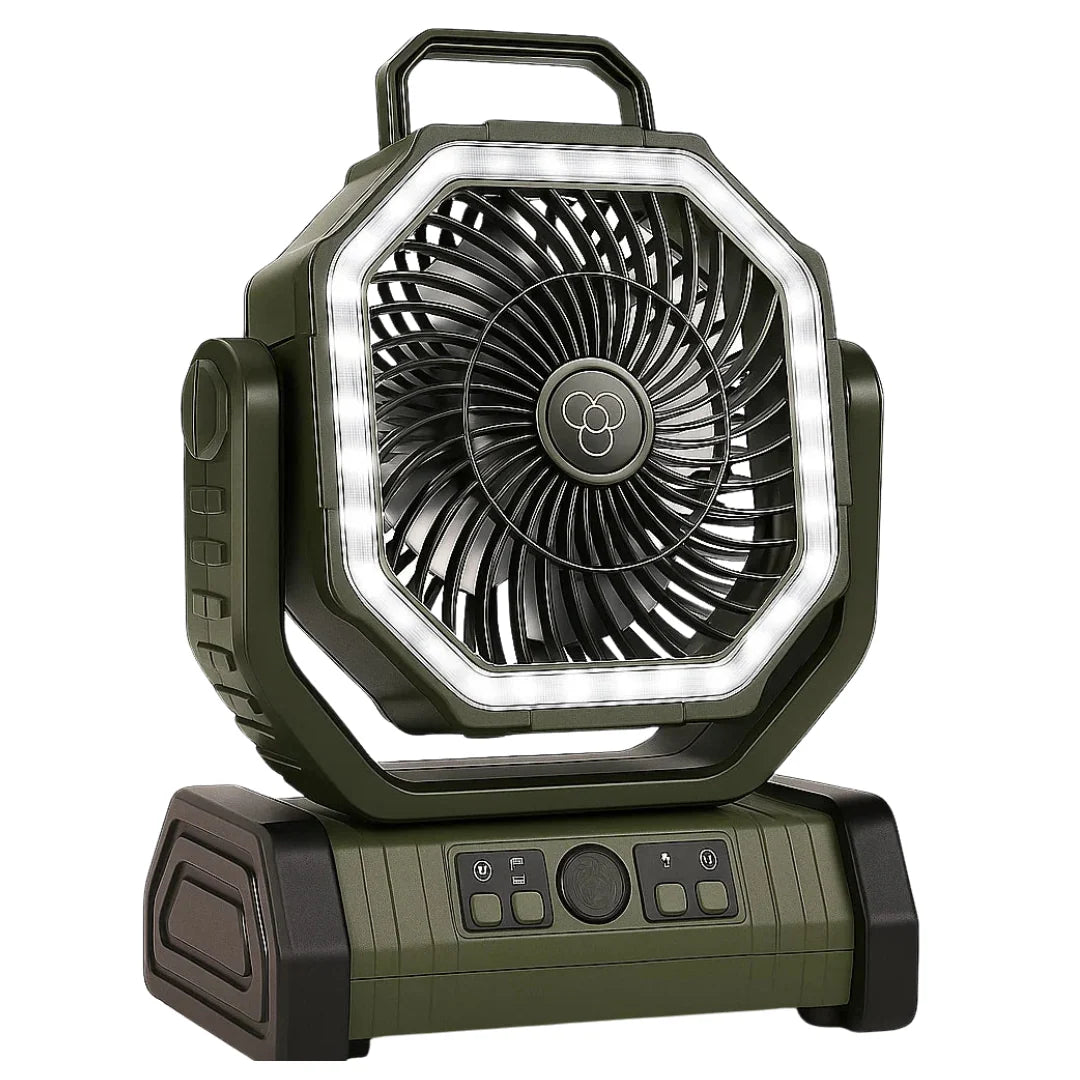 Camping Fan LED Light & USB Power Bank 20,000mAh Battery