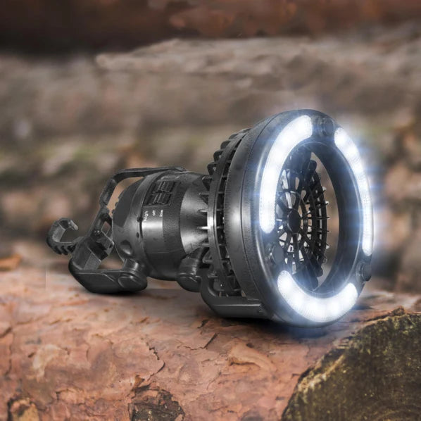 Camping Fan with LED Light Battery-Powered 18 LEDs