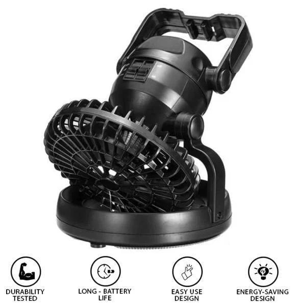 Camping Fan with LED Light Battery-Powered 18 LEDs