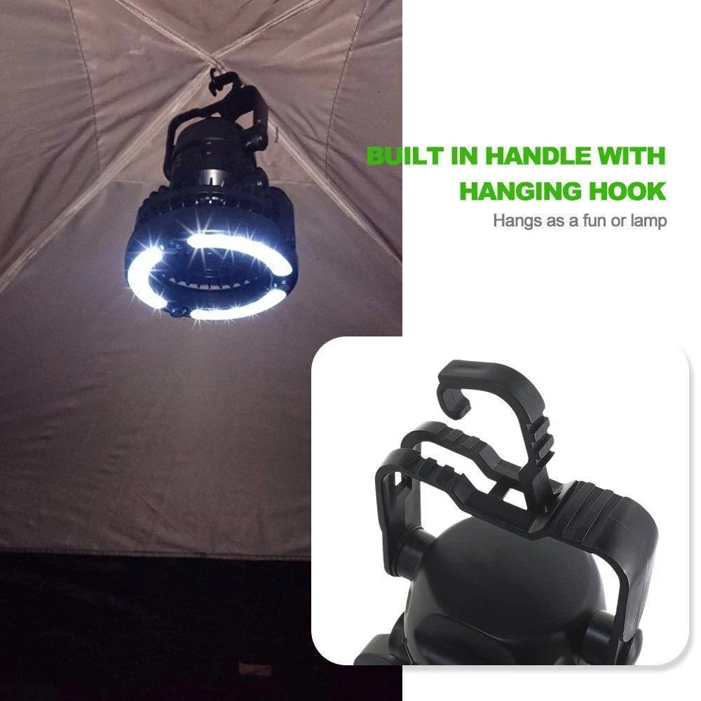 Camping Fan with LED Light Battery-Powered 18 LEDs